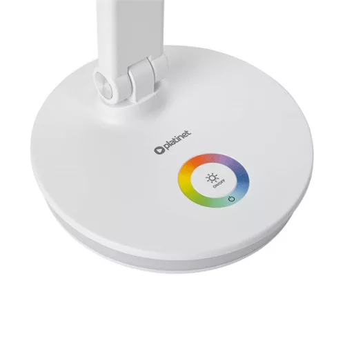 PLATINET Asztali lámpa RGB, 12W, LED, USB-A és USB-C töltő portal, 6000K, 500 Lumen, fehér