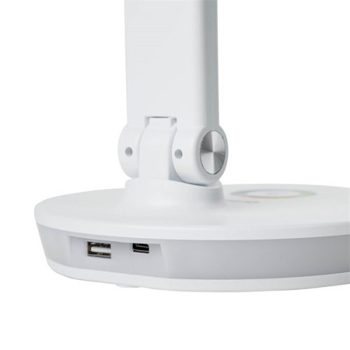 PLATINET Asztali lámpa RGB, 12W, LED, USB-A és USB-C töltő portal, 6000K, 500 Lumen, fehér