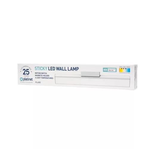 PLATINET Mágneses LED fali lámpa, mozgásérzékelős, beépített akkumulátorral, 170 Lm, 3W, 2400mAh, fehér