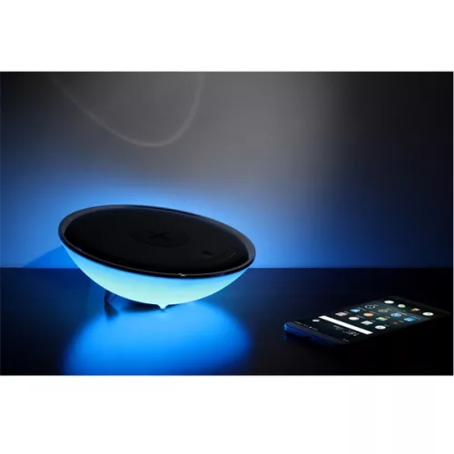 PLATINET Éjjeli lámpa és vezeték nélküli töltő, RGB, 10W, LED, 5W vezeték nélküli töltő, 3300K, fekete