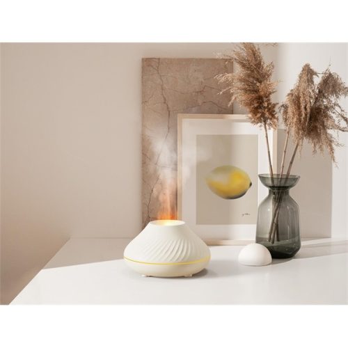 PLATINET Párologtató + Illatosító, aroma diffúzor, Láng hatású, Ultrahangos, 130ml,  ajándék Levendulás olajjal, fehér