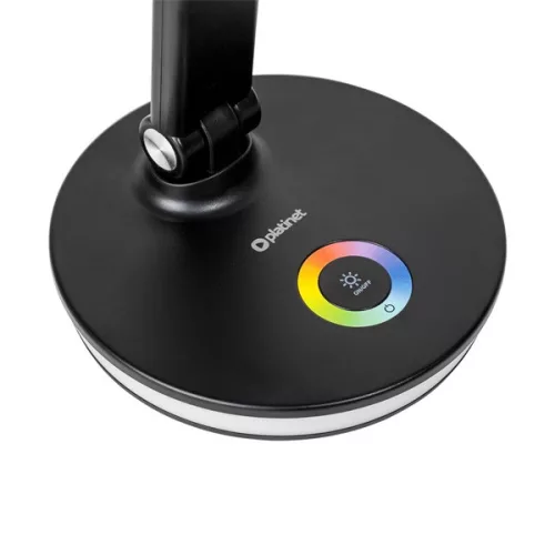 PLATINET Asztali lámpa RGB, 12W, LED, USB-A és USB-C töltő portal, 6000K, 500 Lumen, fekete