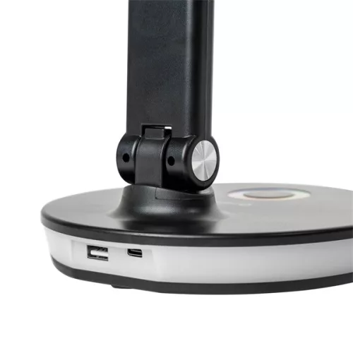 PLATINET Asztali lámpa RGB, 12W, LED, USB-A és USB-C töltő portal, 6000K, 500 Lumen, fekete