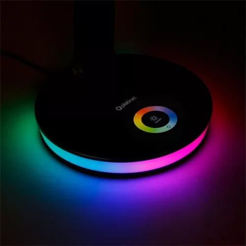 PLATINET Asztali lámpa RGB, 12W, LED, USB-A és USB-C töltő portal, 6000K, 500 Lumen, fekete