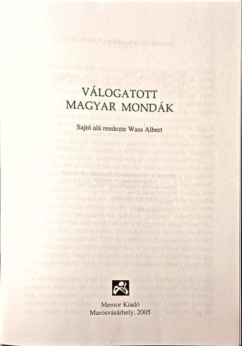 Wass Albert: Válogatott magyar mondák