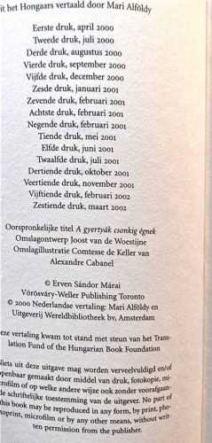 Márai Sándor: Gloed  ("A gyertyák csonkig égnek") (holland nyelvű)