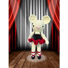 Horgolt piros balerina egérke figura Horgolt piros balerina egérke figura