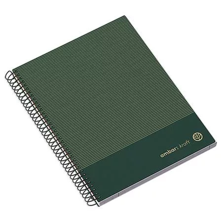 Spirálfüzet, A4, kockás, 100 lap, keményfedeles, AMBAR "Kraft", vegyes színek