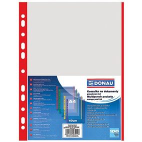   Genotherm, lefűzhető, színes szélű, A4, 40 mikron, narancsos felület, DONAU, piros