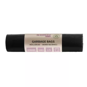   Szemeteszsák, extra erős, 240 l, 5 db, 70 µ, DONAU "Eco", fekete