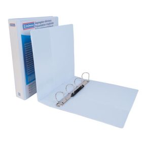   Gyűrűs könyv, panorámás, 4 gyűrű, D alakú, 63 mm, A4, PP, DONAU, fehér