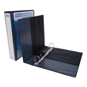   Gyűrűs könyv, panorámás, 4 gyűrű, D alakú, 63 mm, A4, PP, DONAU, fekete