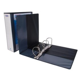   Gyűrűs könyv, panorámás, 4 gyűrű, D alakú, 80 mm, A4, PP, DONAU, fekete