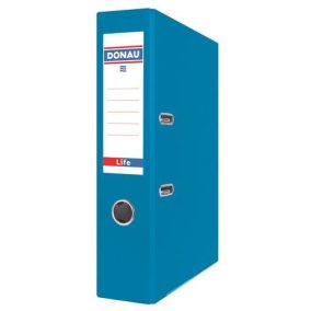   Iratrendező, 75 mm, A4, PP/karton, élvédő sínnel, DONAU "Life", neon kék