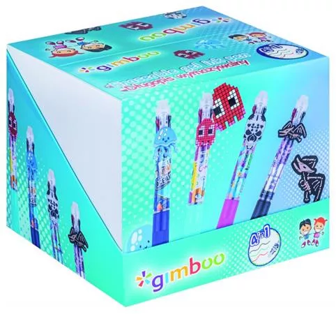 Zseléstoll display, törölhető, nyomógombos, négyszínű, "Gimboo", 4 különböző mintával