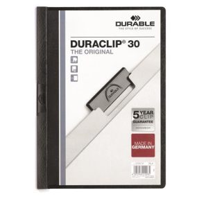   Gyorsfűző, klipes, A4, DURABLE "DURACLIP® 30", fekete