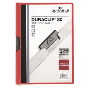Gyorsfűző, klipes, A4, DURABLE "DURACLIP® 30", piros   Gyorsfűző, klipes, A4, DURABLE "DURACLIP® 30", piros