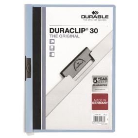 Gyorsfűző, klipes, A4, DURABLE "DURACLIP® 30", kék   Gyorsfűző, klipes, A4, DURABLE "DURACLIP® 30", kék