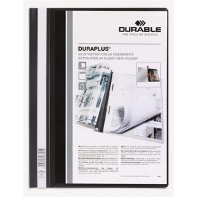   Gyorsfűző, A4, széles, panorámás, DURABLE "DURAPLUS®", fekete