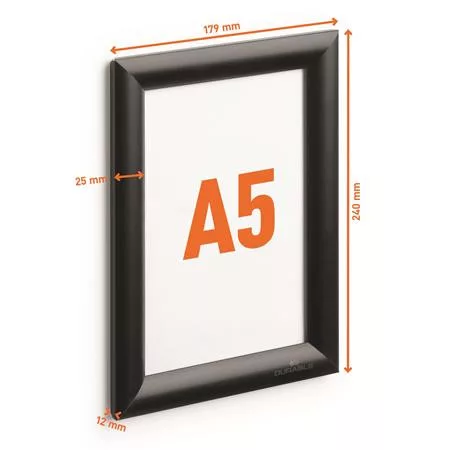 Posztertábla, fali, A5, alumínium keret, DURABLE, fekete