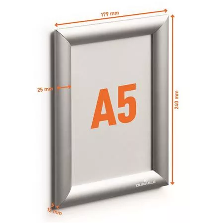 Posztertábla, fali, A5, alumínium keret, DURABLE