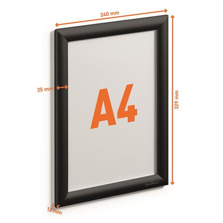 Posztertábla, fali, A4, alumínium keret, DURABLE, fekete