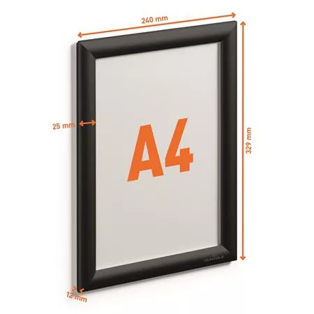 Posztertábla, fali, A4, alumínium keret, DURABLE, fekete