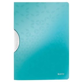   Gyorsfűző, klipes, PP, A4, LEITZ "Wow ColorClip" jégkék