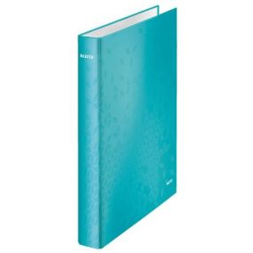  Gyűrűs könyv, 4 gyűrű, D alakú, 40 mm, A4 Maxi, karton, LEITZ "Wow", jégkék