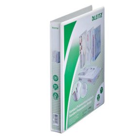   Gyűrűs könyv, panorámás, 2 gyűrű, D alakú, 44 mm, A4 Maxi, PP, LEITZ, fehér