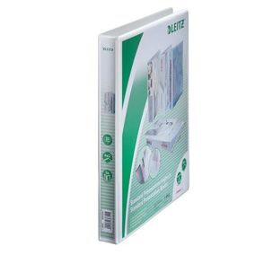   Gyűrűs könyv, panorámás, 4 gyűrű, D alakú, 38 mm, A4 Maxi, PP, LEITZ, fehér