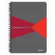 Spirálfüzet, A5, kockás, 90 lap, laminált karton borító, LEITZ "Office", szürke-piros