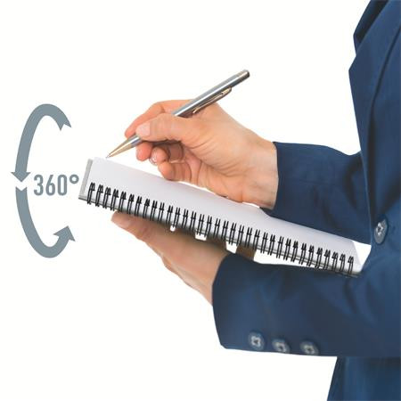 Spirálfüzet, A5, vonalas, 90 lap, laminált karton borító, LEITZ "Office", szürke-piros