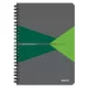 Spirálfüzet, A5, vonalas, 90 lap, laminált karton borító, LEITZ "Office", szürke-zöld