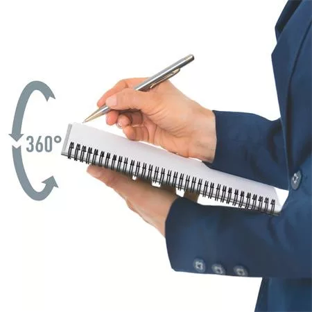 Spirálfüzet, A5, vonalas, 90 lap, laminált karton borító, LEITZ "Office", szürke-zöld