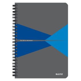 Spirálfüzet, A5, kockás, 90 lap, PP borító, LEITZ "Office", szürke-kék   Spirálfüzet, A5, kockás, 90 lap, PP borító, LEITZ "Office", szürke-kék