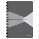 Spirálfüzet, A5, kockás, 90 lap, PP borító, LEITZ "Office", szürke