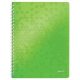 Spirálfüzet, A4, vonalas, 80 lap, LEITZ "Wow", zöld