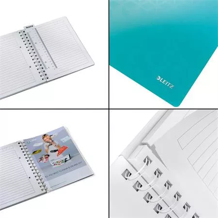 Spirálfüzet, A5, vonalas, 80 lap, LEITZ "Wow", jégkék