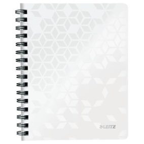 Spirálfüzet, A5, kockás, 80 lap, LEITZ "Wow", fehér   Spirálfüzet, A5, kockás, 80 lap, LEITZ "Wow", fehér