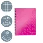  Spirálfüzet, A5, kockás, 80 lap, LEITZ "Wow", rózsaszín