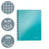 Spirálfüzet, A5, kockás, 80 lap, LEITZ "Wow", jégkék