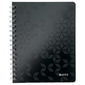Spirálfüzet, A5, kockás, 80 lap, LEITZ "Wow", fekete   Spirálfüzet, A5, kockás, 80 lap, LEITZ "Wow", fekete
