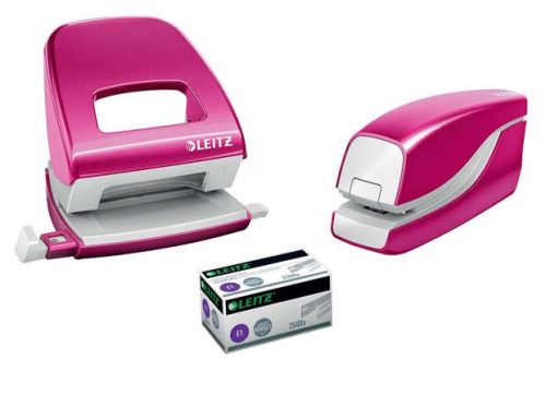 Tűzőgép, elektromos, No.10, 10 lap, LEITZ "Wow", rózsaszín