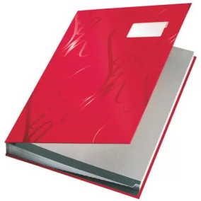   Aláírókönyv, A4, 18 részes, karton, LEITZ "Design", piros