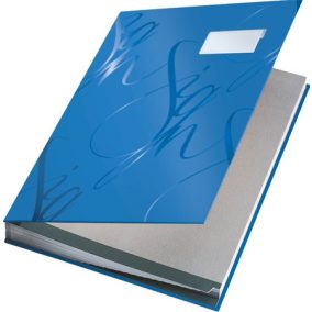 Aláírókönyv, A4, 18 részes, karton, LEITZ "Design", kék   Aláírókönyv, A4, 18 részes, karton, LEITZ "Design", kék