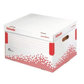 Archiválókonténer, újrahasznosított karton, felfelé nyíló, ESSELTE "Speedbox", fehér   Archiválókonténer, újrahasznosított karton, felfelé nyíló, ESSELTE "Speedbox", fehér