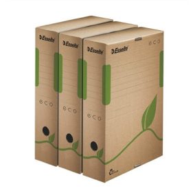 Archiválódoboz, A4, 80 mm, újrahasznosított karton, ESSELTE "Eco", barna   Archiválódoboz, A4, 80 mm, újrahasznosított karton, ESSELTE "Eco", barna