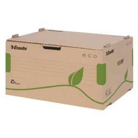 Archiválókonténer, újrahasznosított karton, előre nyíló, ESSELTE "Eco", barna   Archiválókonténer, újrahasznosított karton, előre nyíló, ESSELTE "Eco", barna