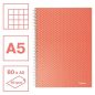 Spirálfüzet, A5, kockás, 80 lap, ESSELTE "Colour'Breeze", korall